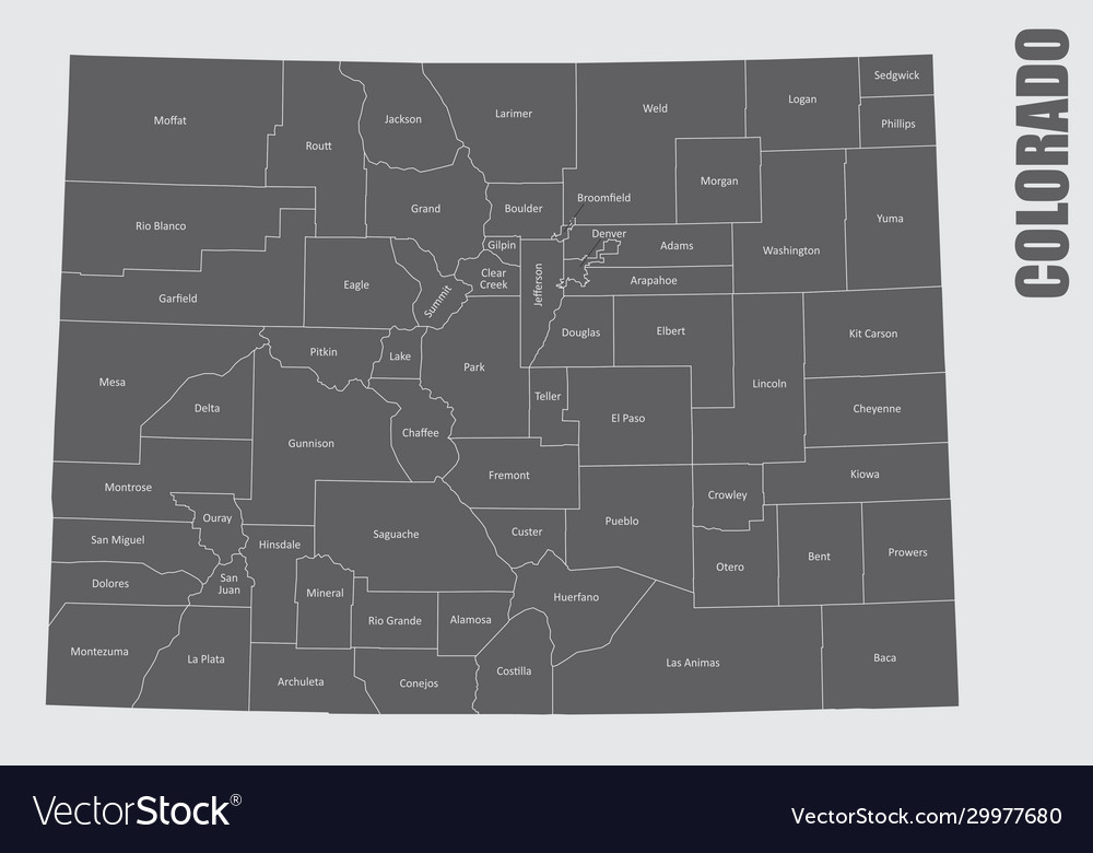 Colorado counties map vector image Colorado counties map