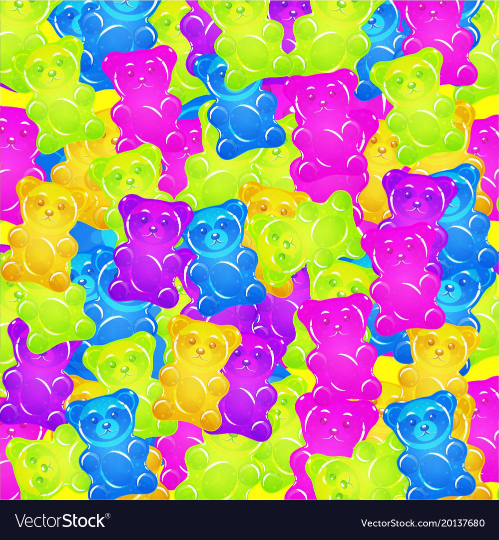 Colorful gummy bears candies background sweets