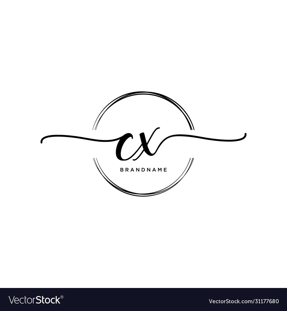 Cx initial handwriting logo with circle template