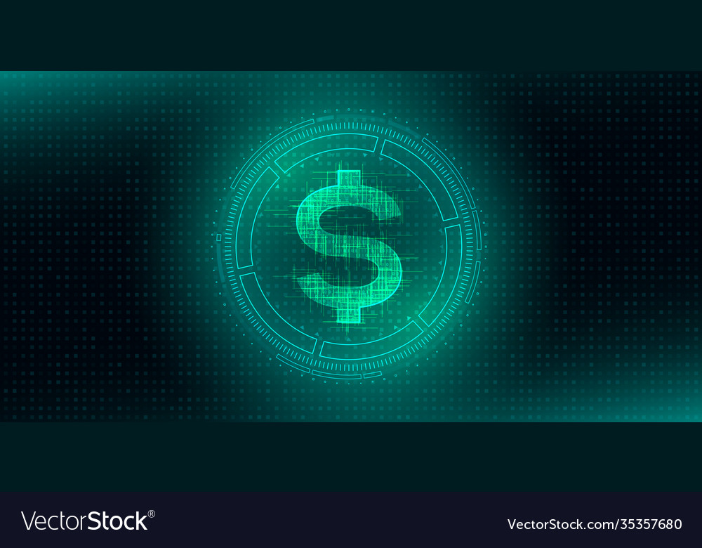 Digital currency usa dollar sign on abstract hud Vector Image