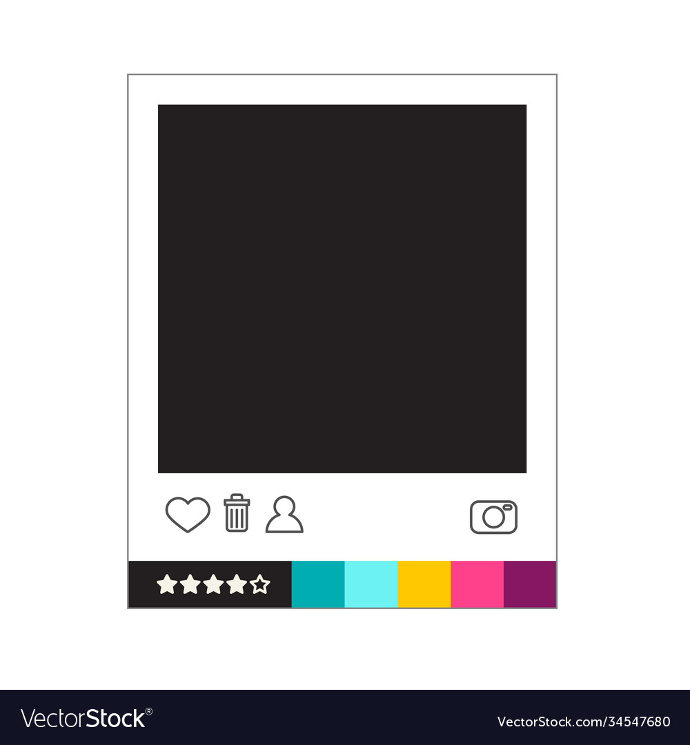 Empty picture frame with printed icons isolated vector image Empty picture frame with printed icons isolated
