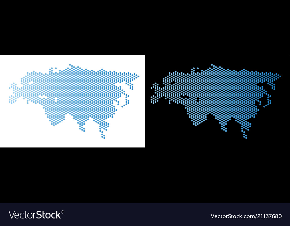 Eurasia map hexagon scheme vector image Eurasia map hexagon scheme