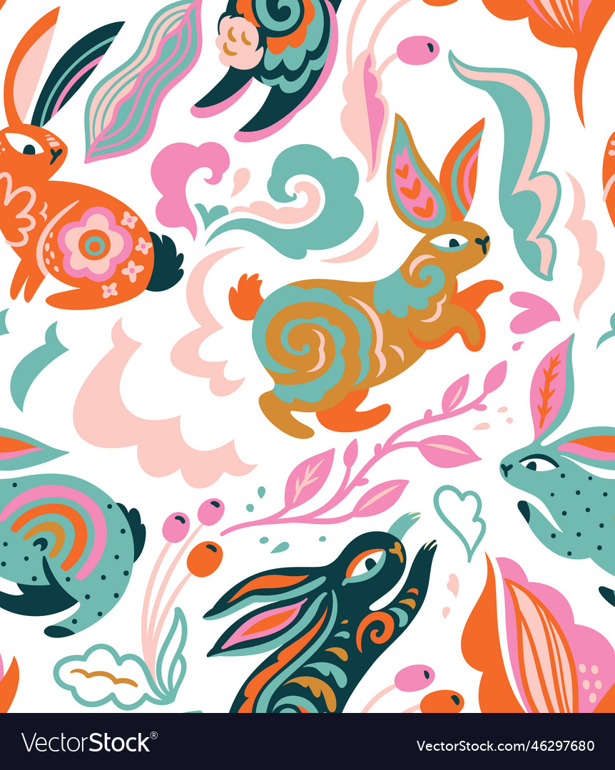 Folk Rabbit Pattern