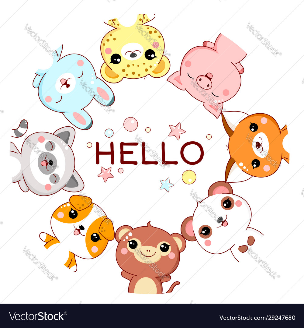 Frame with cute funny inquisitive animals vector image Frame with cute funny inquisitive animals