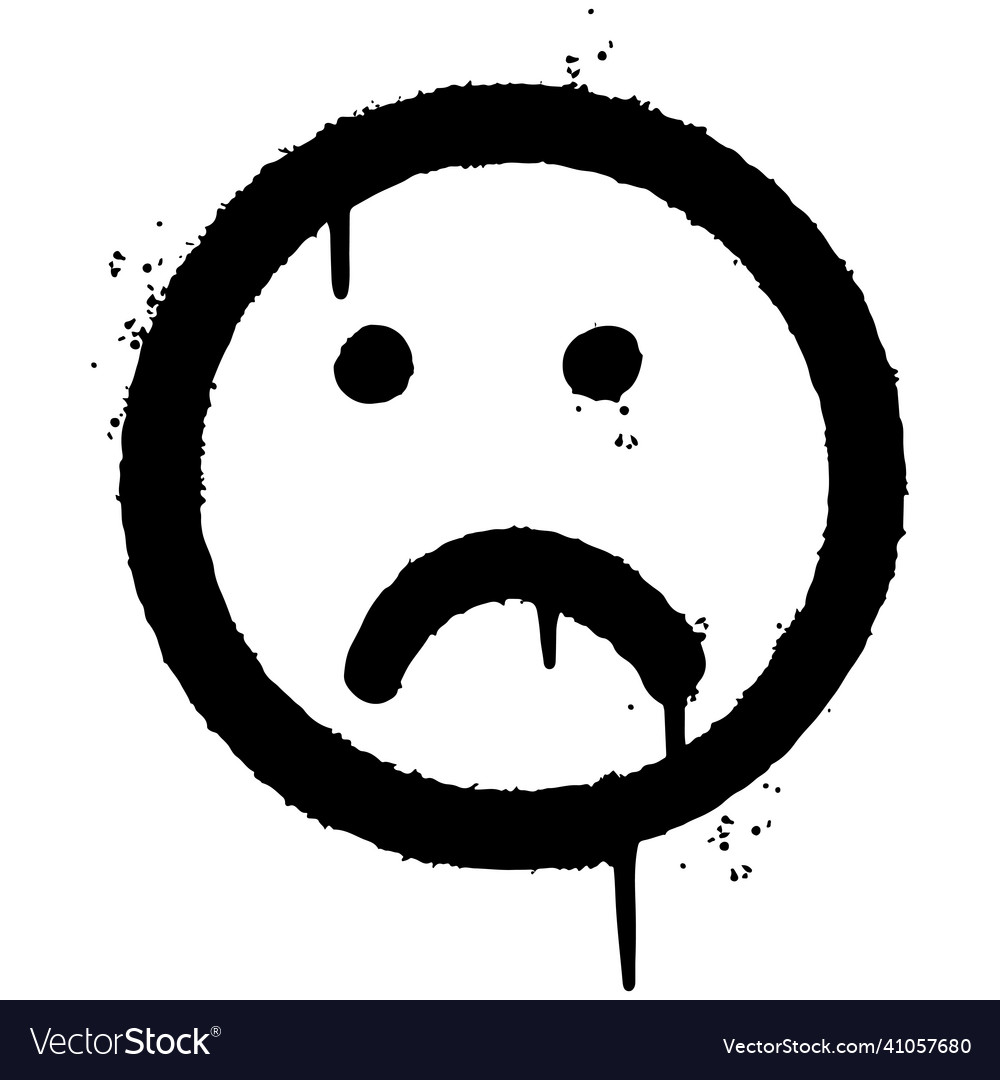 Graffiti sad emoticon emoji smiley sprayed Vector Image