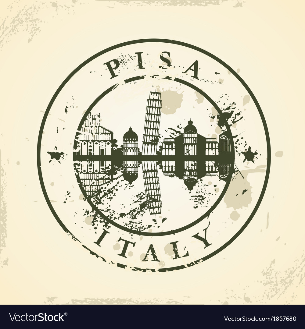 Grunge rubber stamp with pisa italy