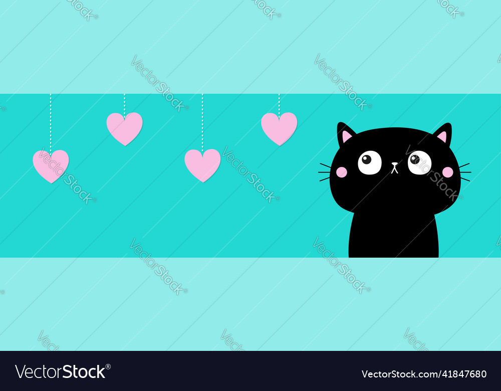 Happy valentines day black cat looking up