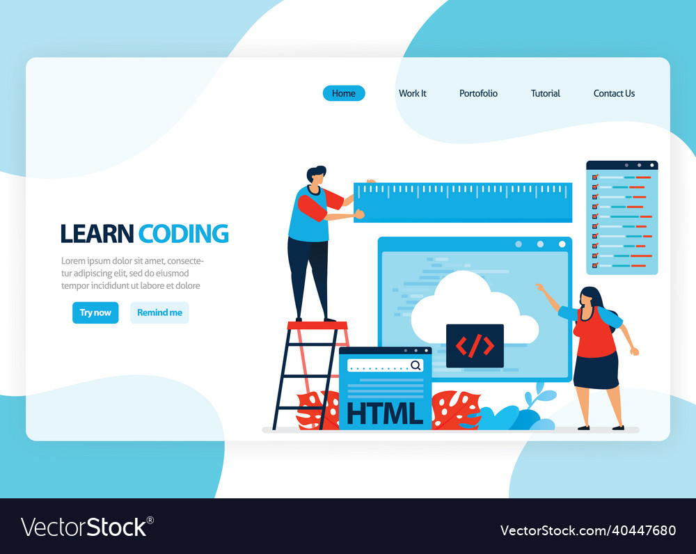 Homepage for learning programming and coding vector image Homepage for learning programming and coding