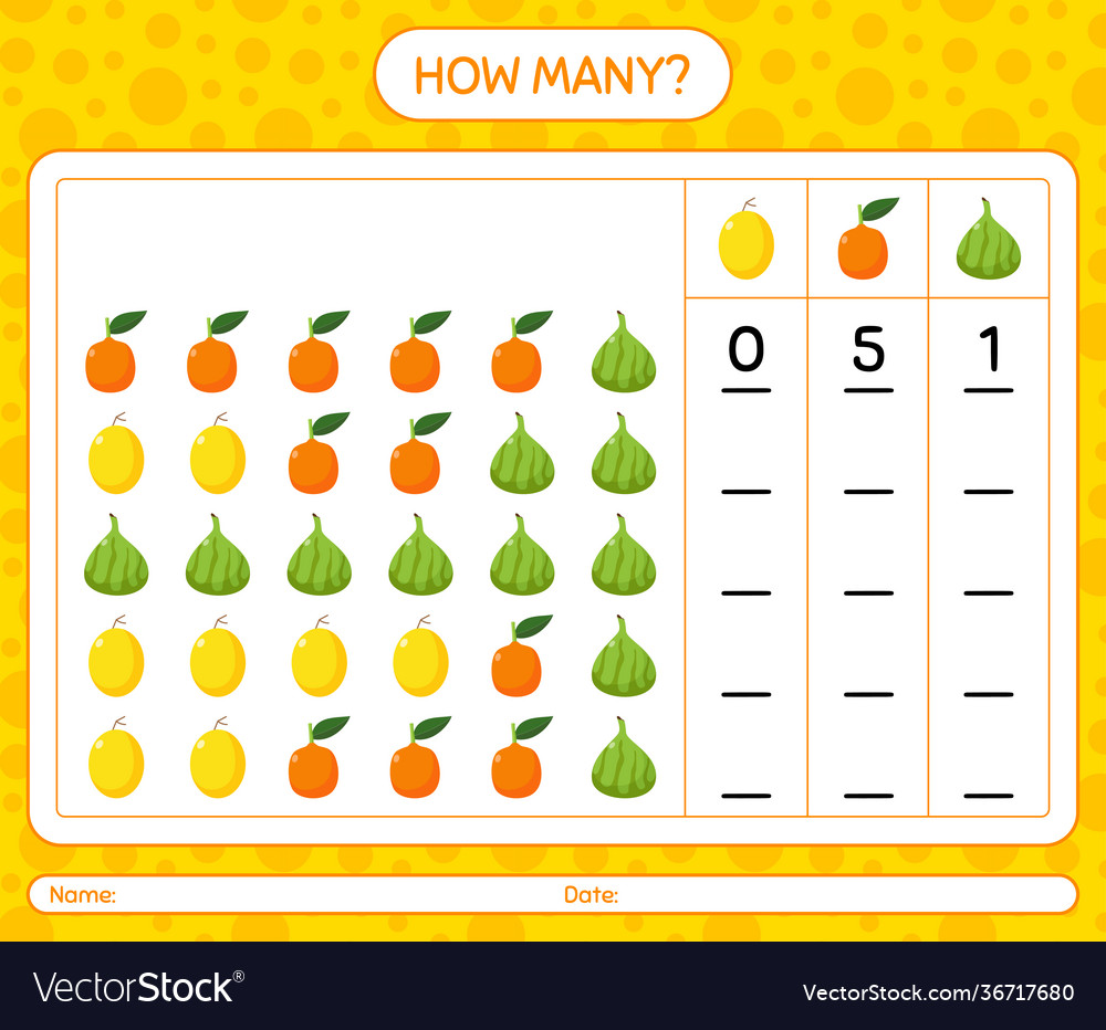How many counting game with fruit worksheet