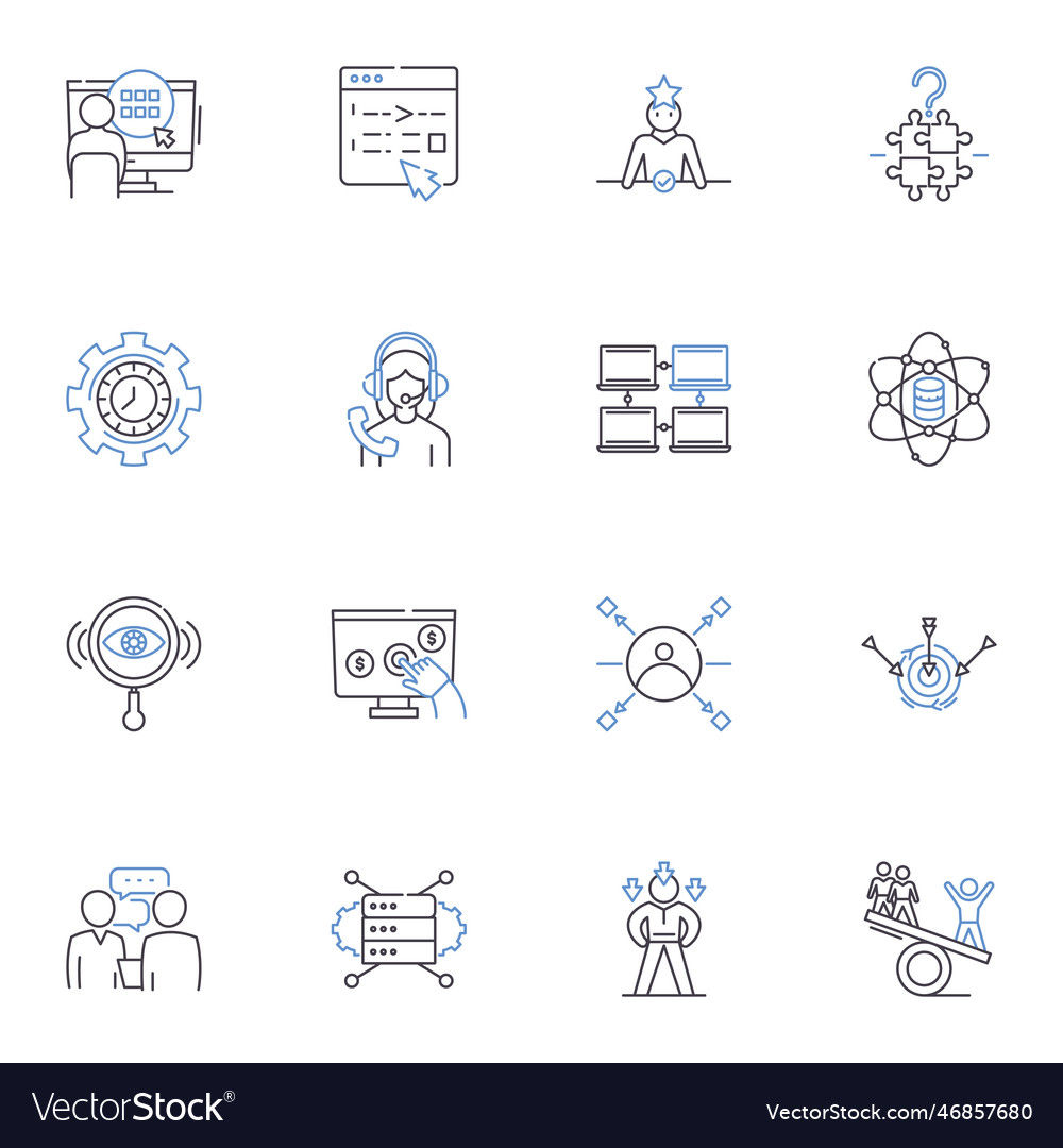 Interrelation line icons collection connection vector image Interrelation line icons collection connection