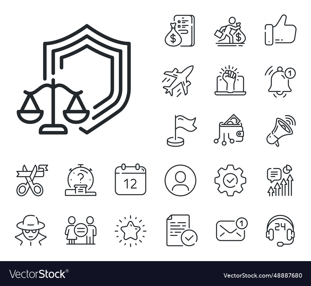 Justice scales line icon judgement scale sign Vector Image