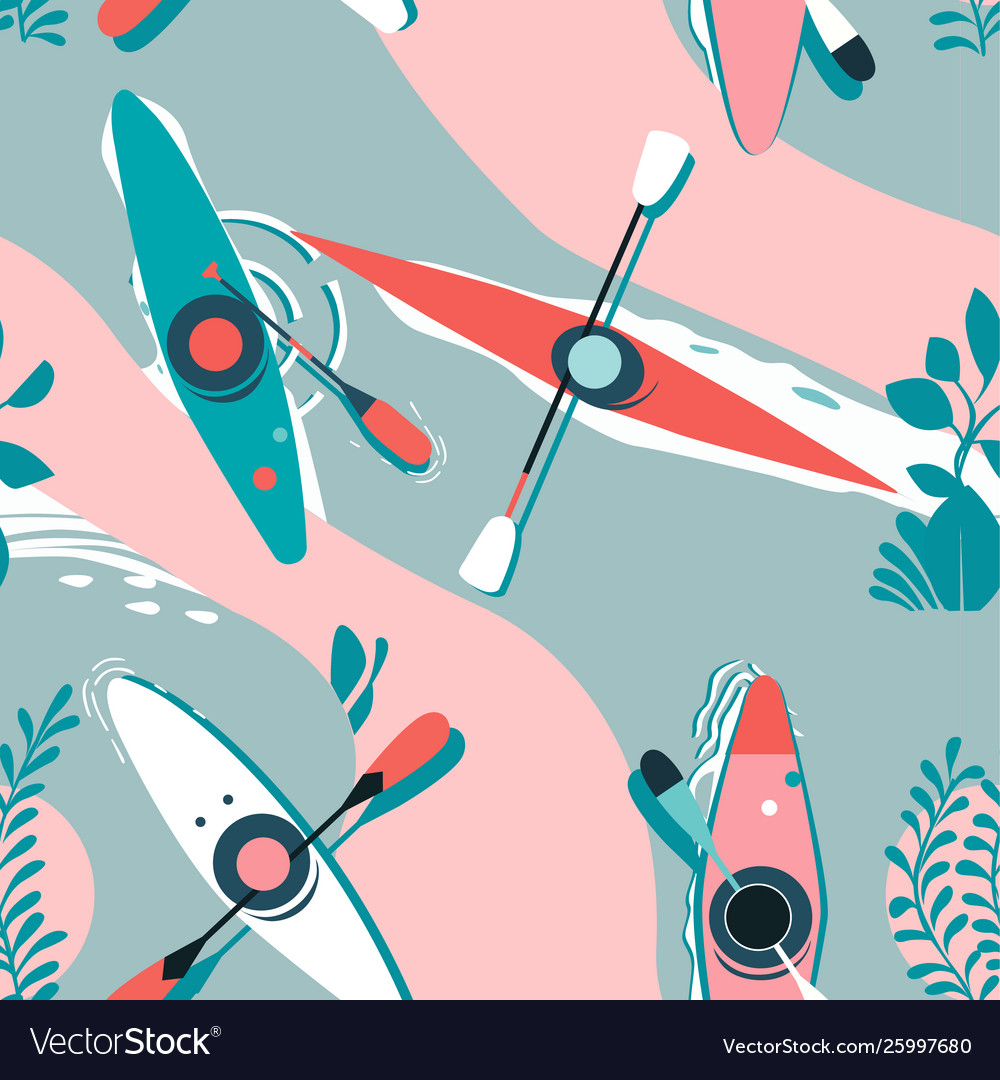 Kayak pattern seamless design graphic Royalty Free Vector