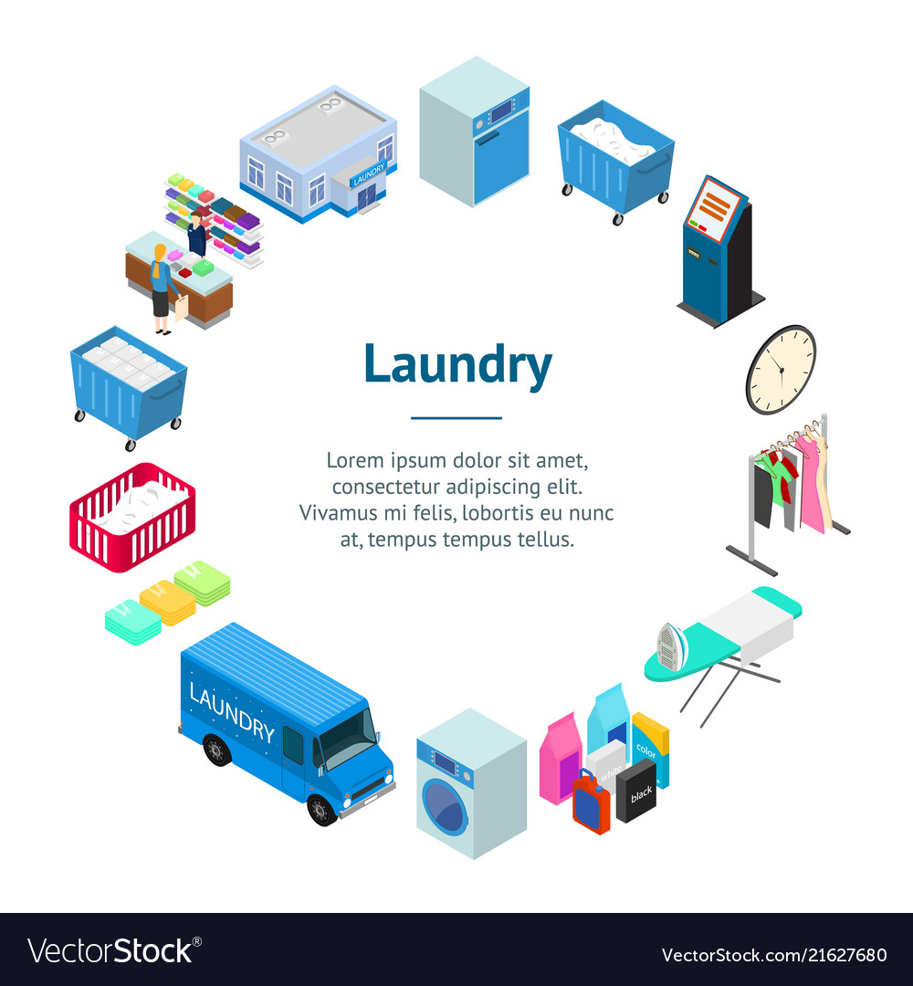 Download Laundry banner card circle 3d isometric view Vector Image