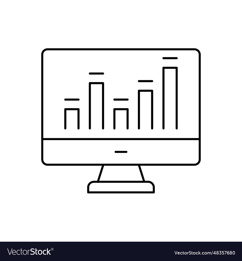 Online statistics and analytics report line icon vector image Online statistics and analytics report line icon
