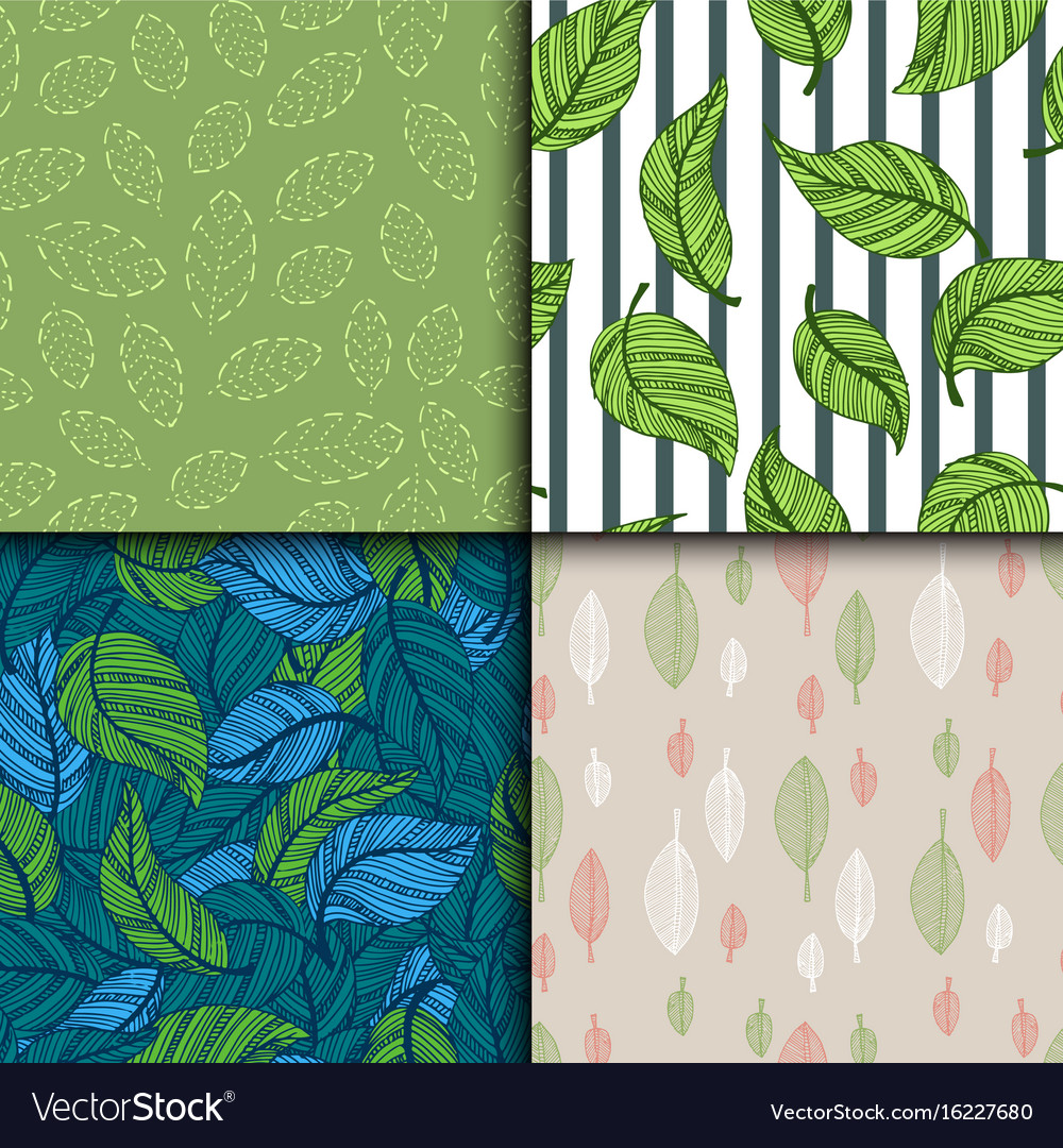 Seamless pattern with leaves hand drawn style