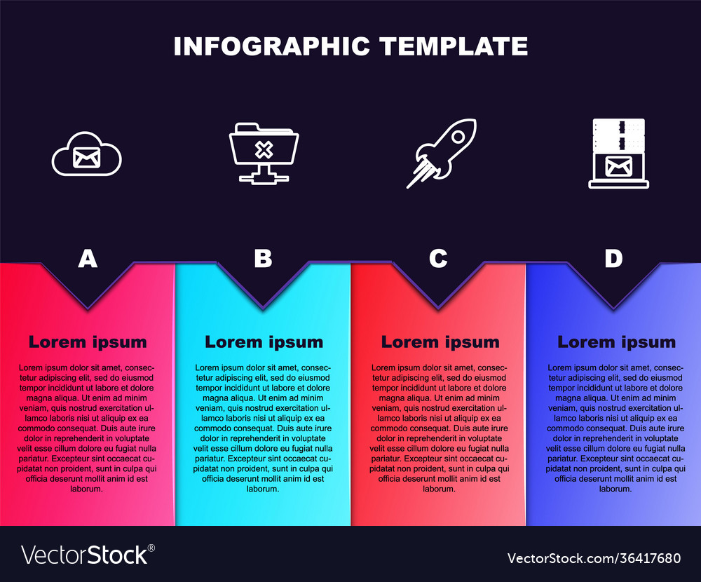 Set line cloud mail server ftp cancel operation vector image Set line cloud mail server ftp cancel operation