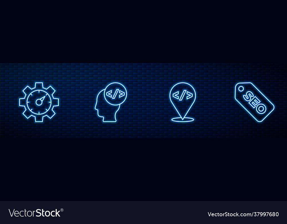 Set line front end development website statistic vector image Set line front end development website statistic