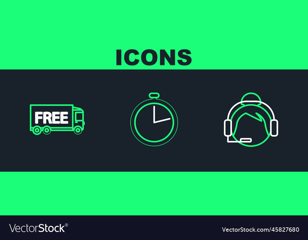 Set line support operator in touch free delivery vector image Set line support operator in touch free delivery
