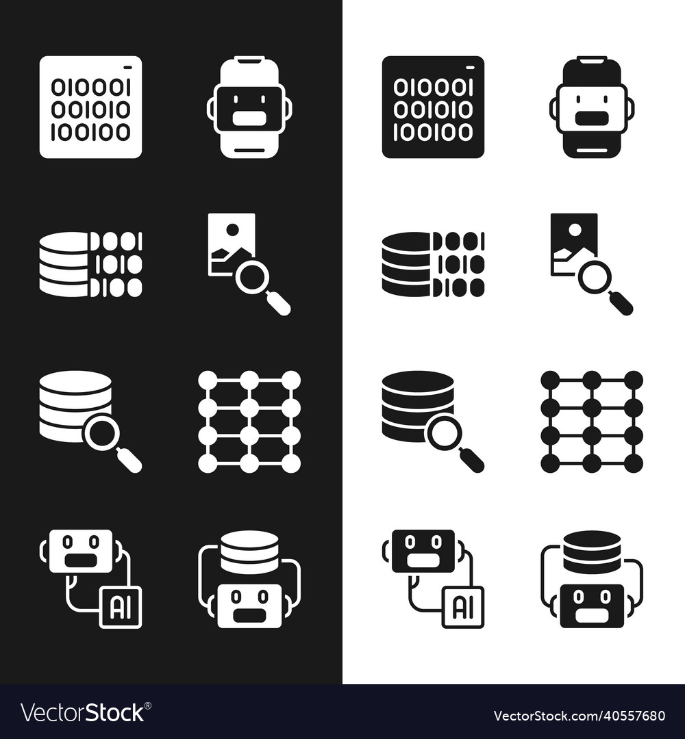 Set Foto retouching binäre Code Chat Bot vector image Set Foto retouching binäre Code Chat Bot