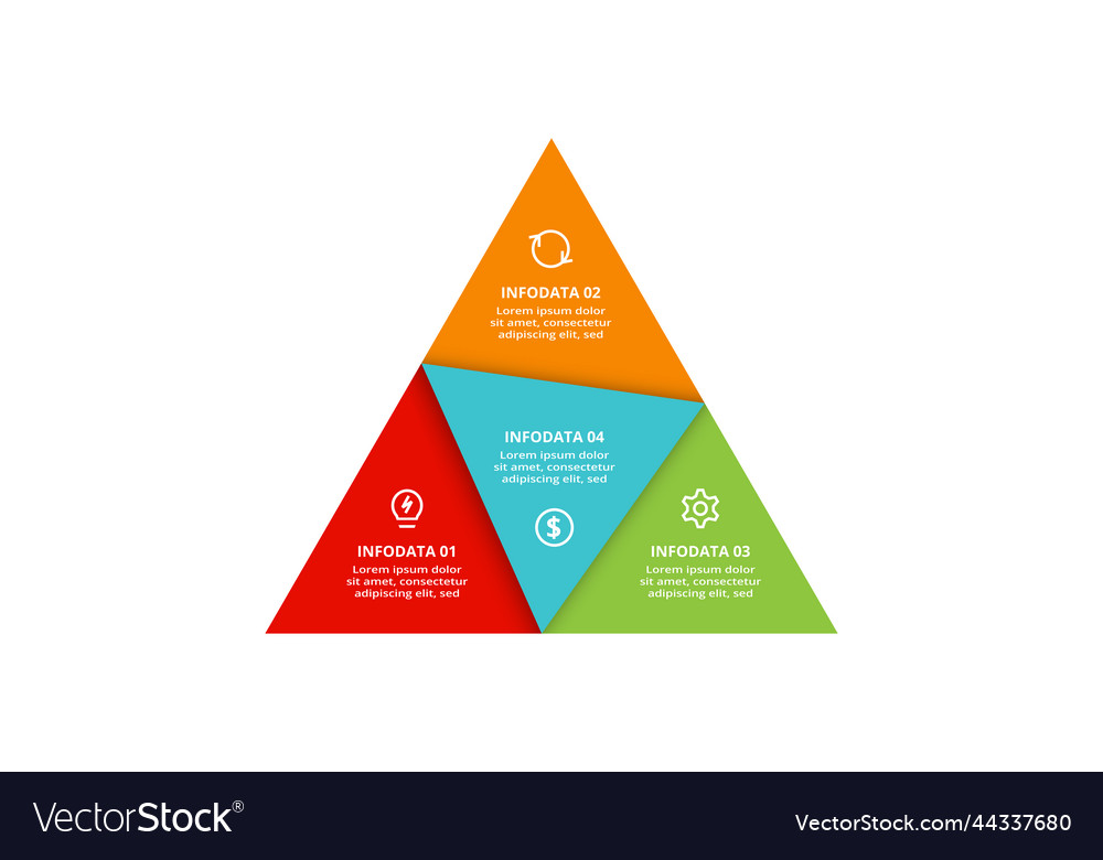 Triangle with 4 elements infographic template