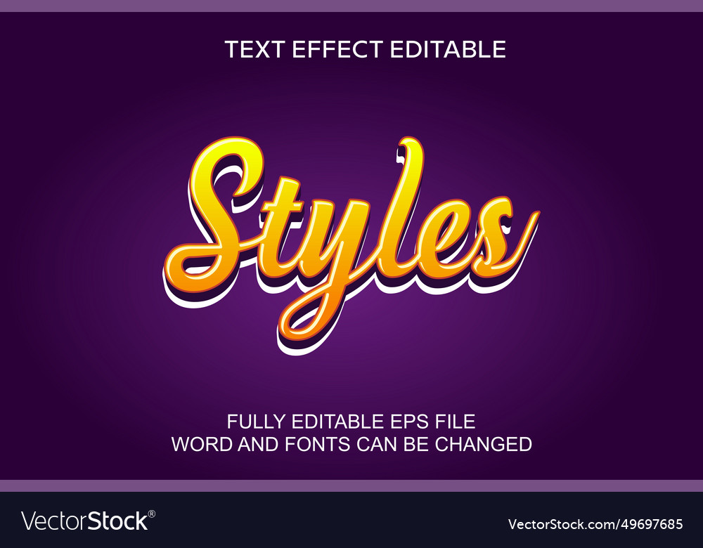 3d text effect styles editable Royalty Free Vector Image