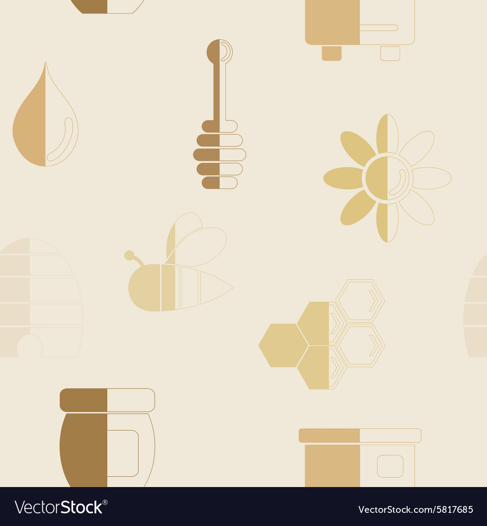 Abstract seamless background with bees and honey