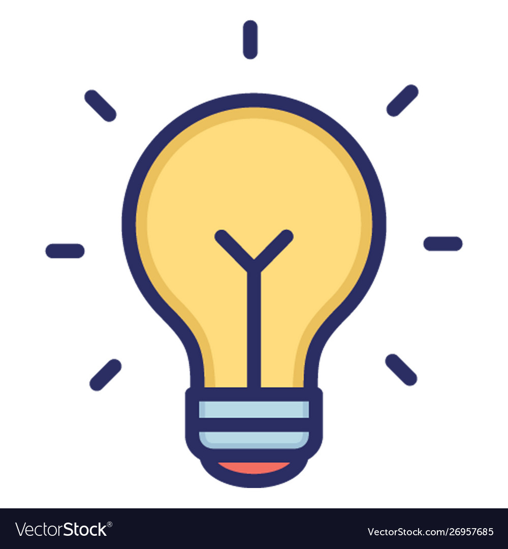 Bulb outline fill with color isolated icon