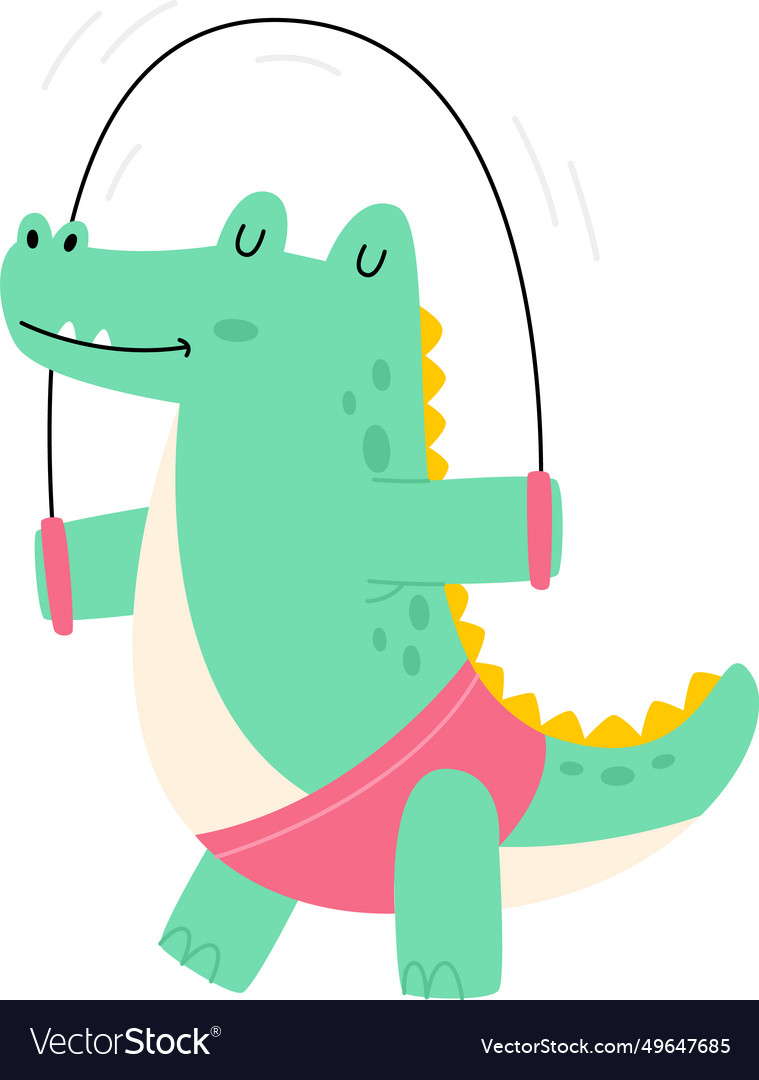 Crocodile with jump rope Royalty Free Vector Image