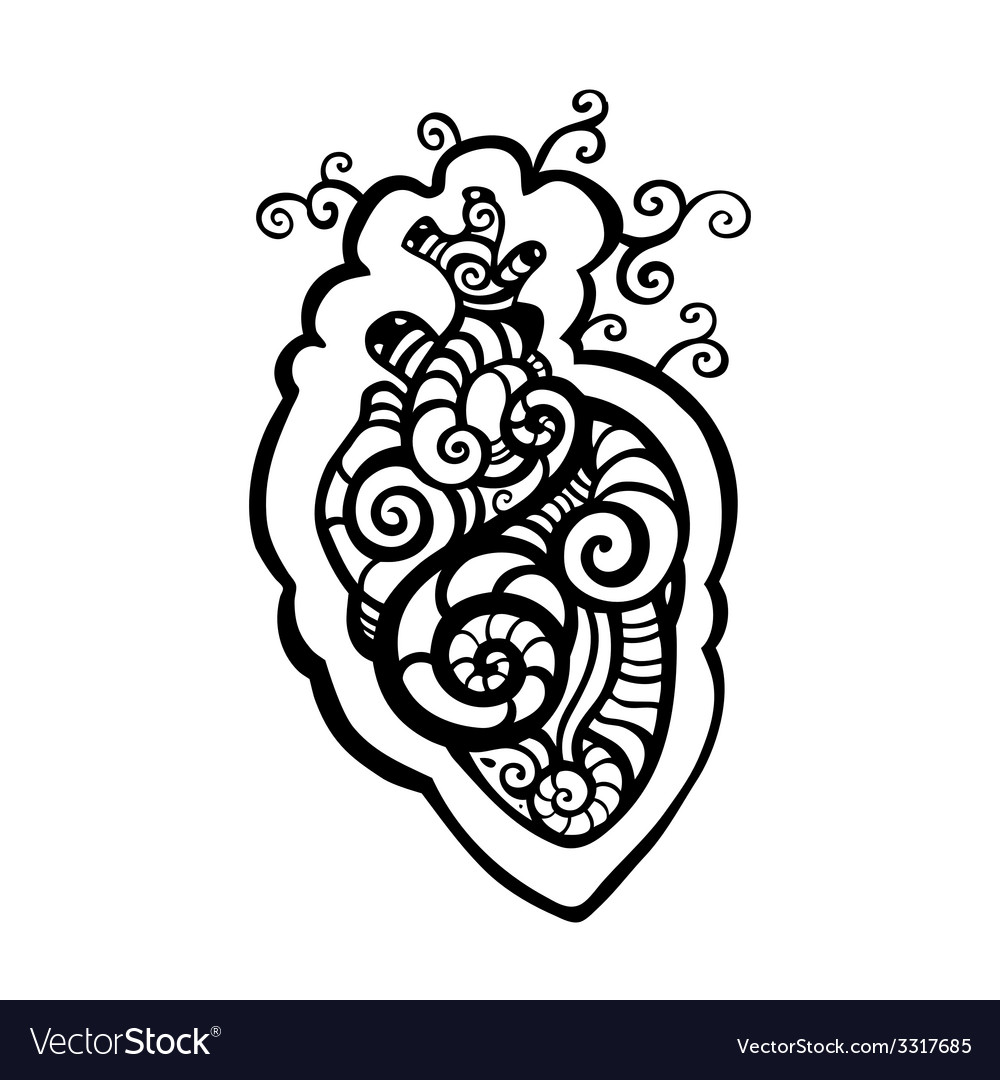 Decorative heart ethnic pattern