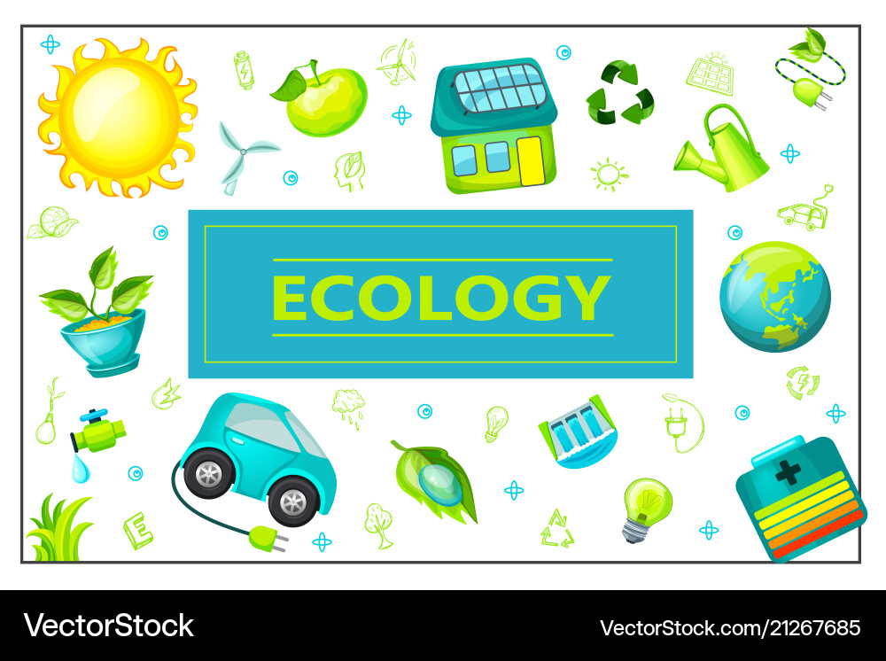 Flat green ecology rectangular concept Royalty Free Vector