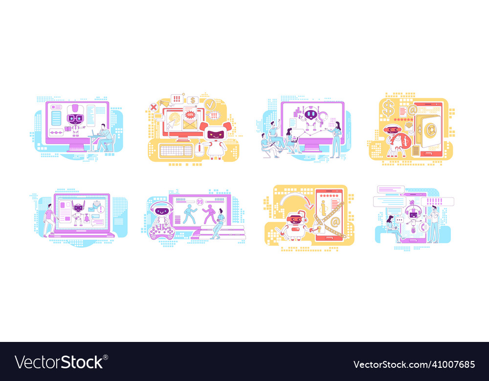 Good and bad bots thin line concept set internet