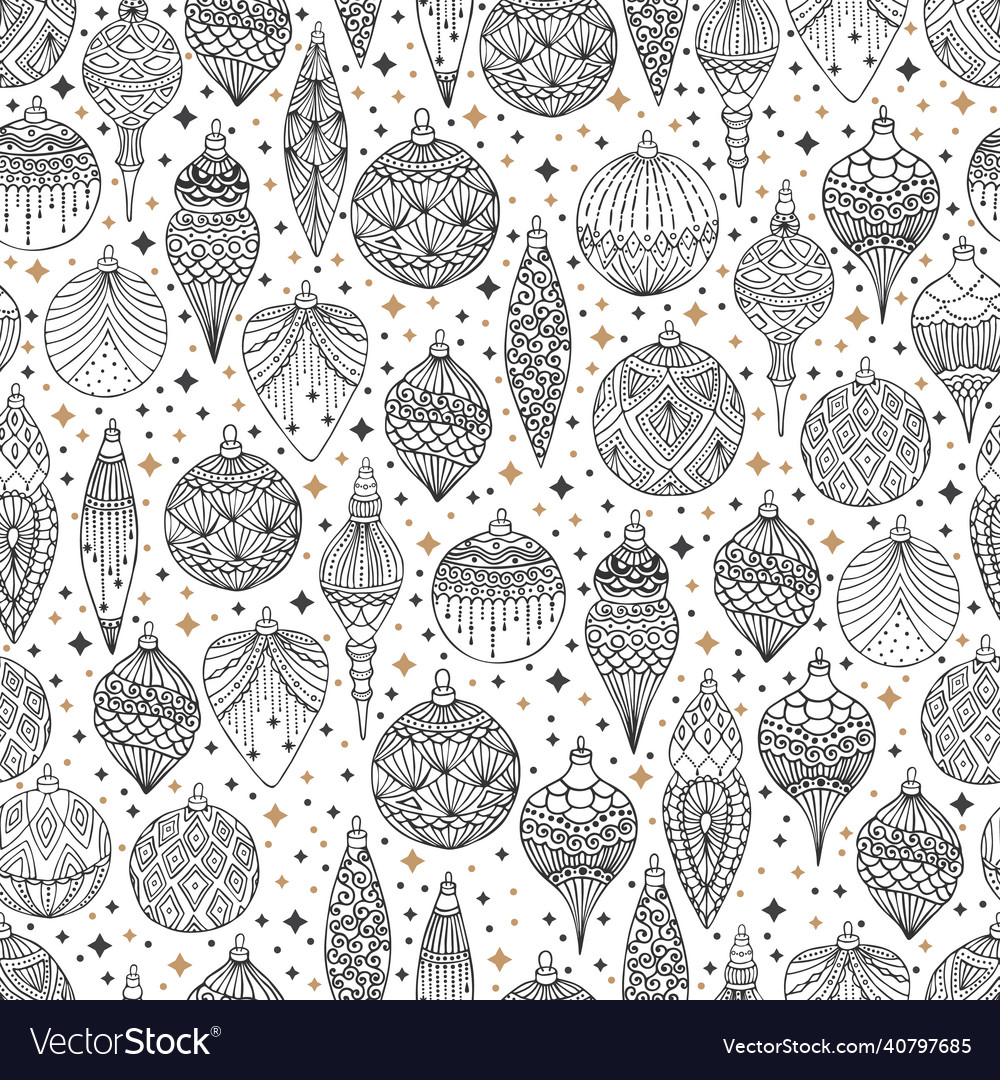 Hand drawn floral winter seamless pattern