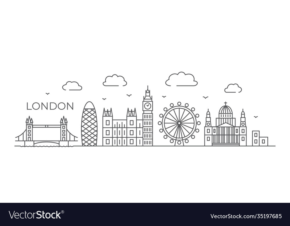 London Line Drawing In Line Royalty Free Vector Image