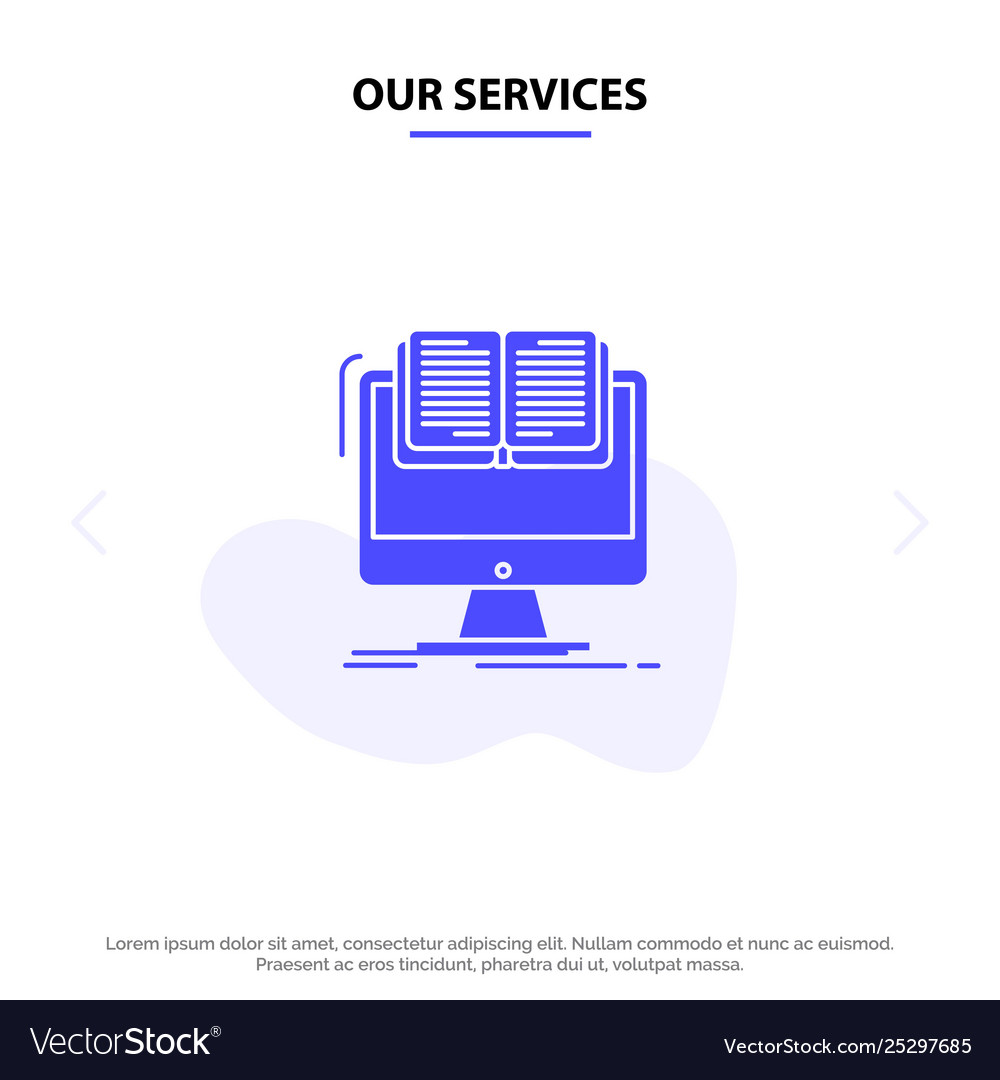 Our services document file computer cv book solid vector image Our services document file computer cv book solid