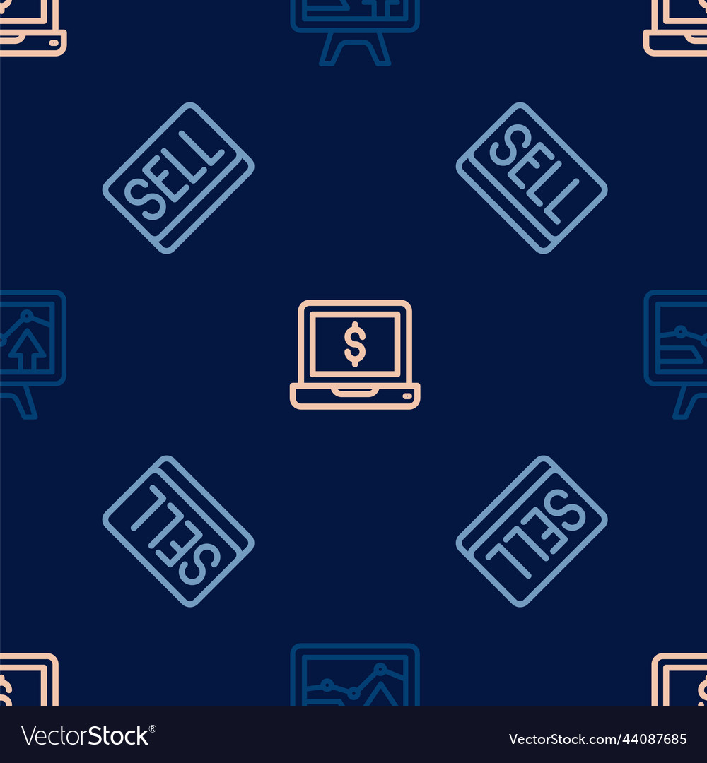Set line monitor with graph chart sell button vector image Set line monitor with graph chart sell button
