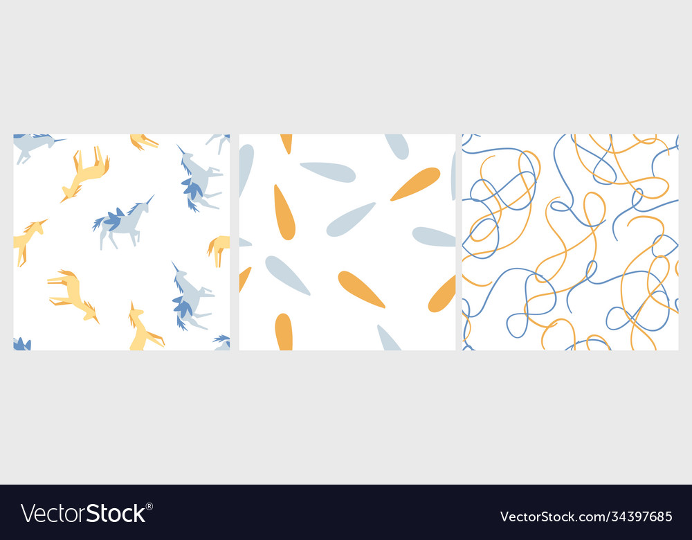 Set three seamless childish pattern