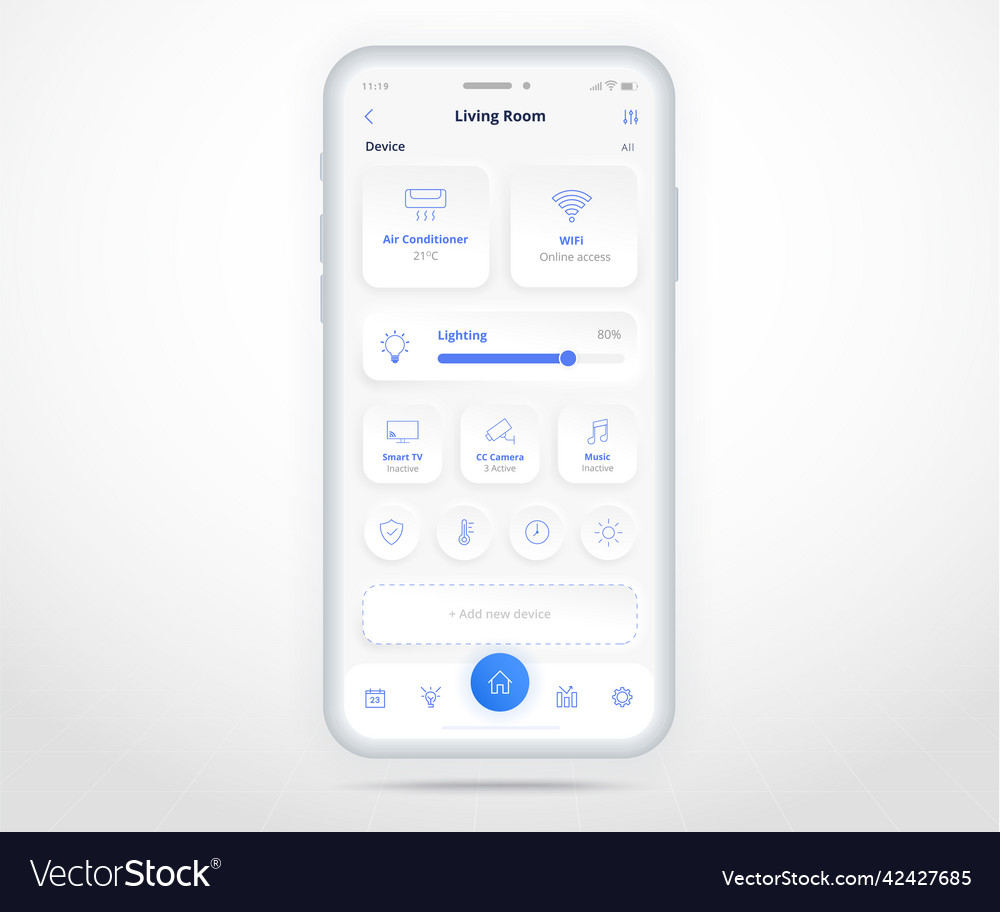 Smartphone smart home controlled app ux ui iot vector image Smartphone smart home controlled app ux ui iot