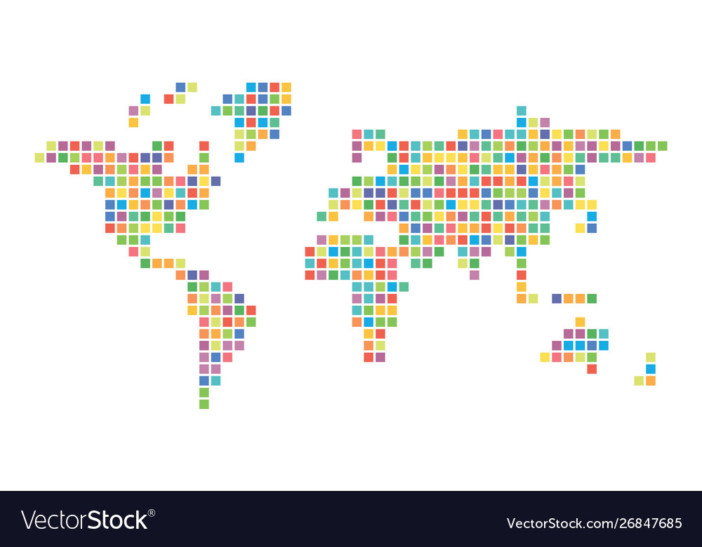World map multicolored mosaic small squares vector image World map multicolored mosaic small squares