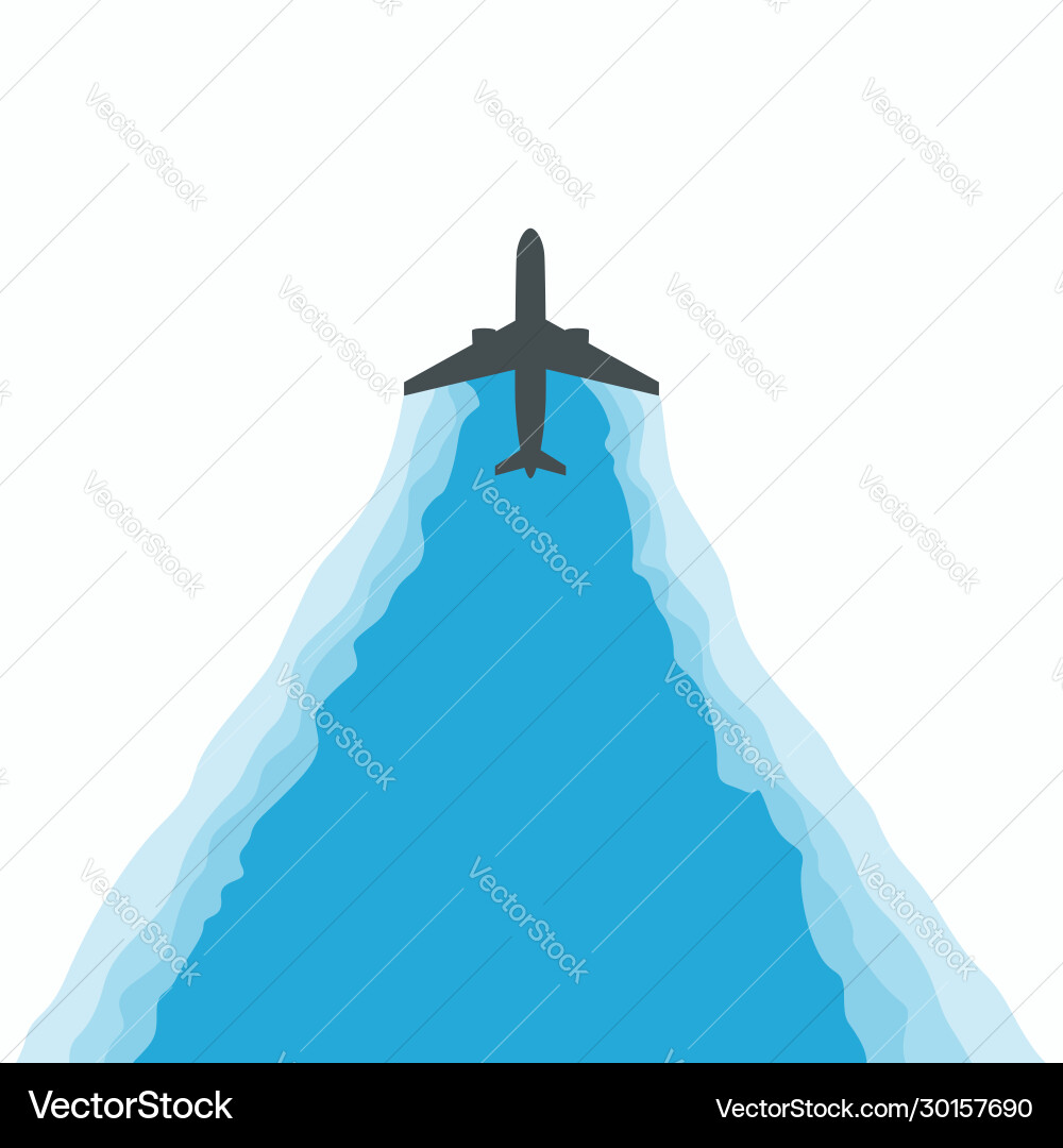Airplane cutting clouds Royalty Free Vector Image