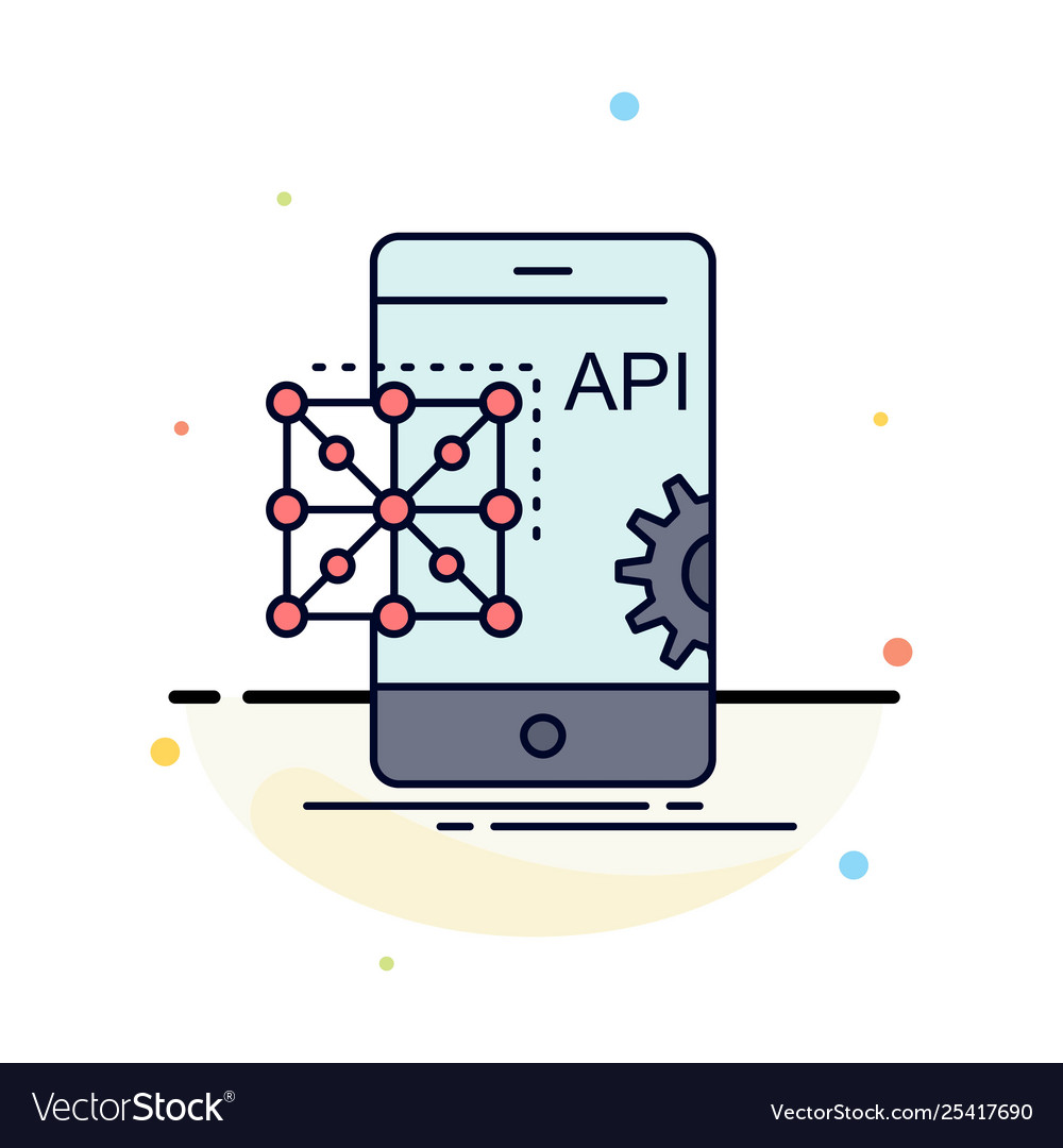 Api application coding development mobile flat vector image Api application coding development mobile flat