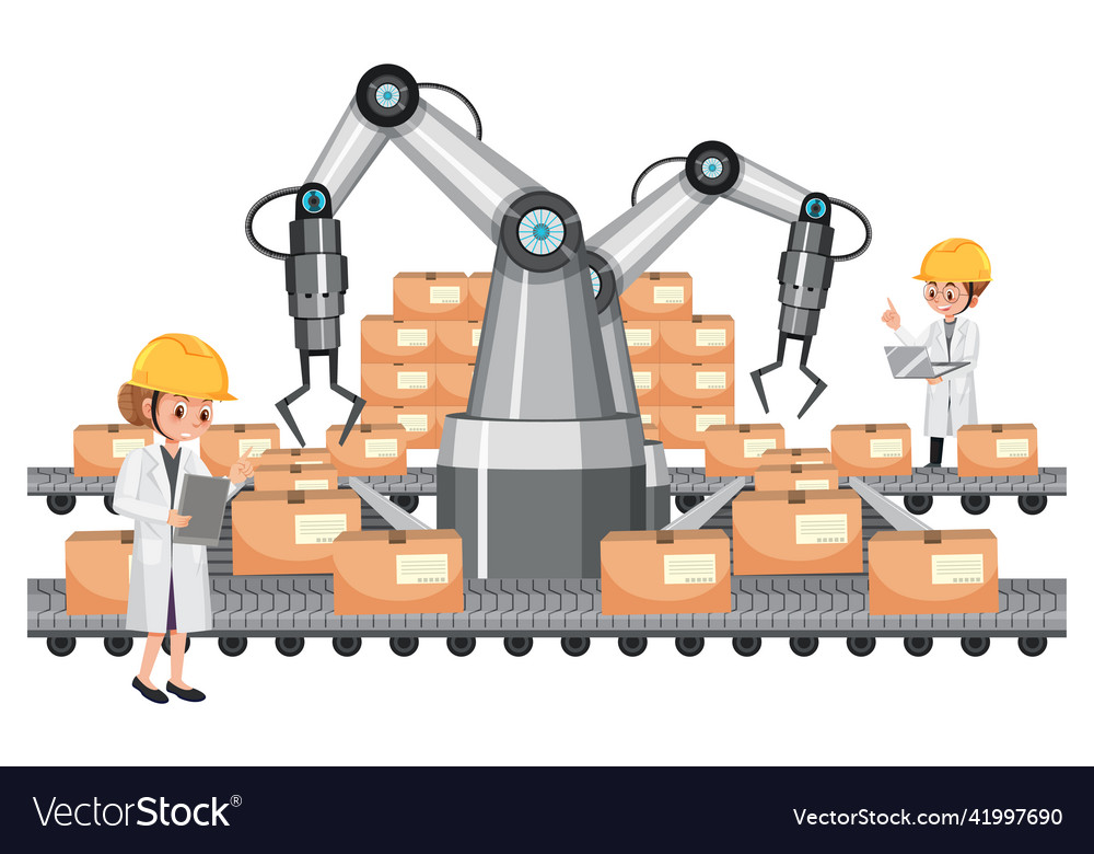 Automation industry concept with assembly line