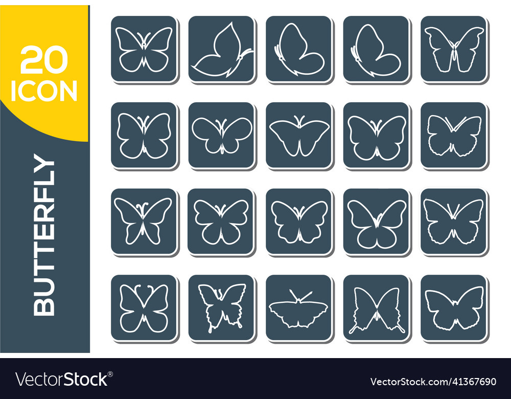 Butterfly continuous line drawing elements set