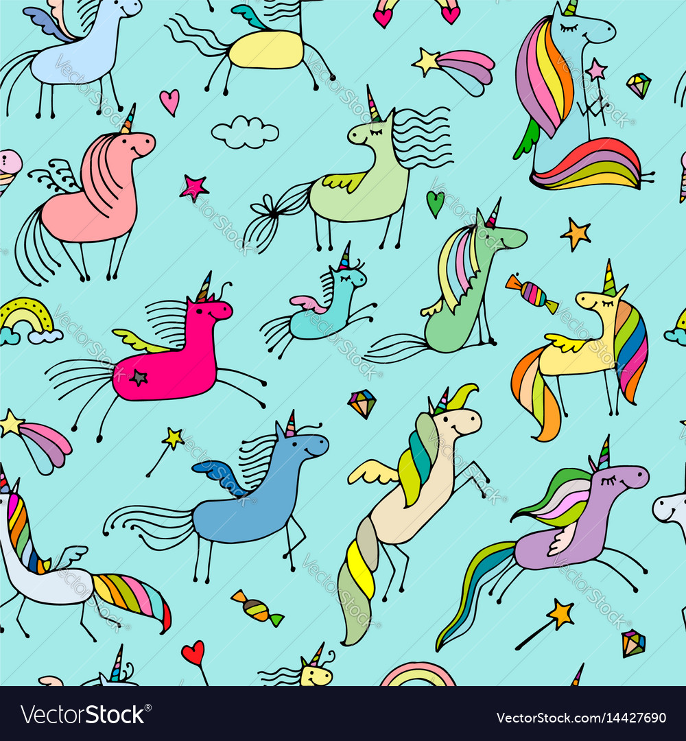 Colorful Unicorn Seamless Pattern