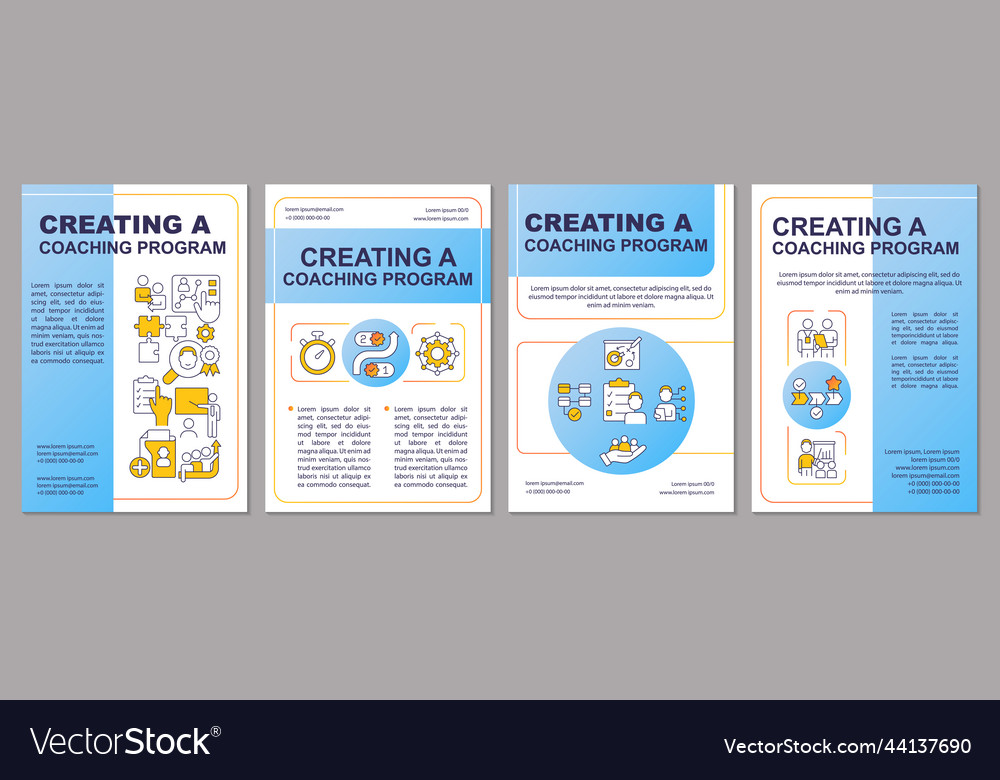 Creating mentoring program blue brochure template vector image Creating mentoring program blue brochure template