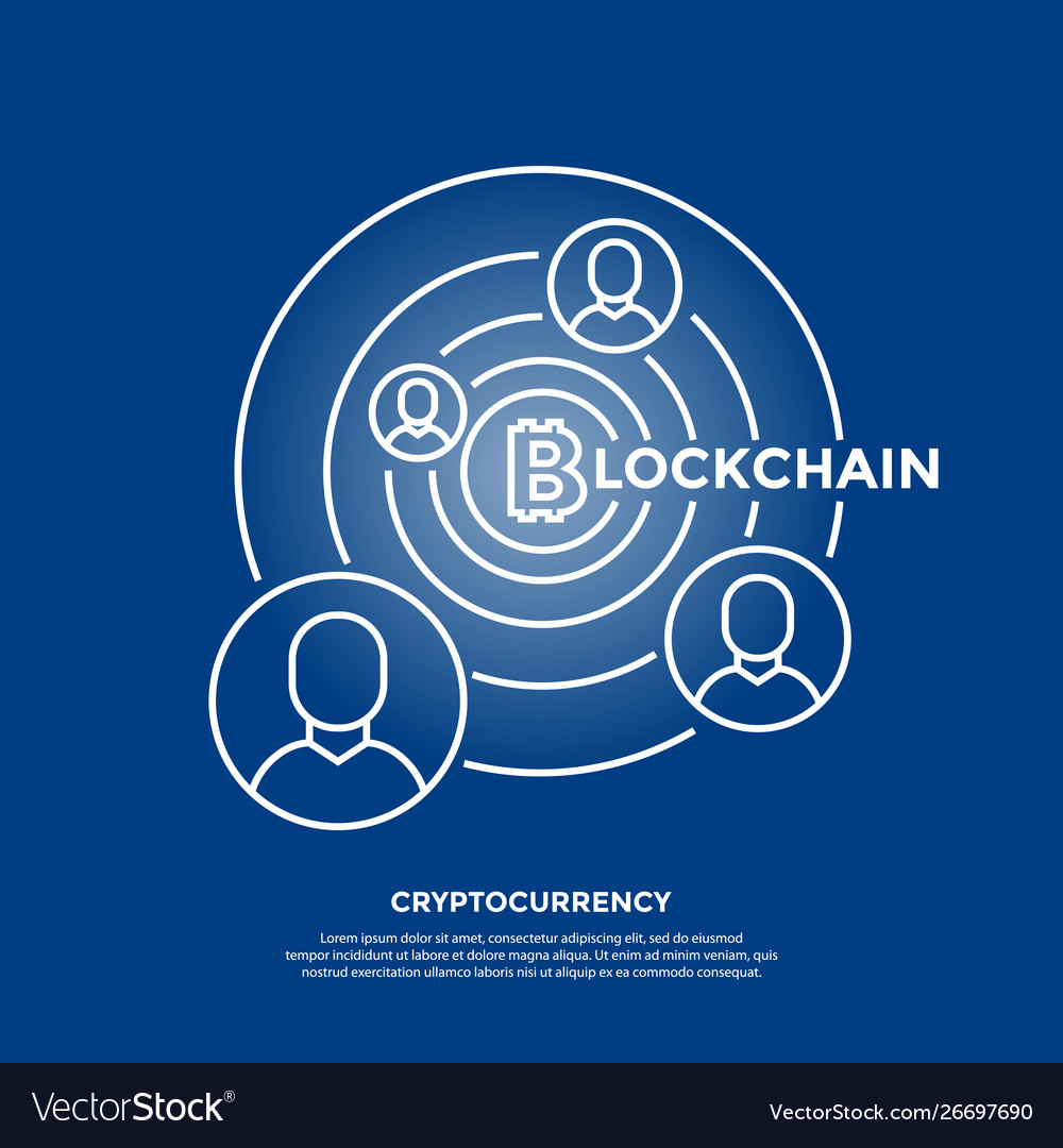 Crypto currency thin line color background icons vector image Crypto currency thin line color background icons