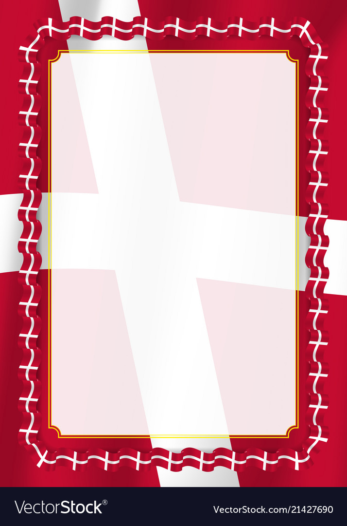 Frame and border of ribbon with denmark flag