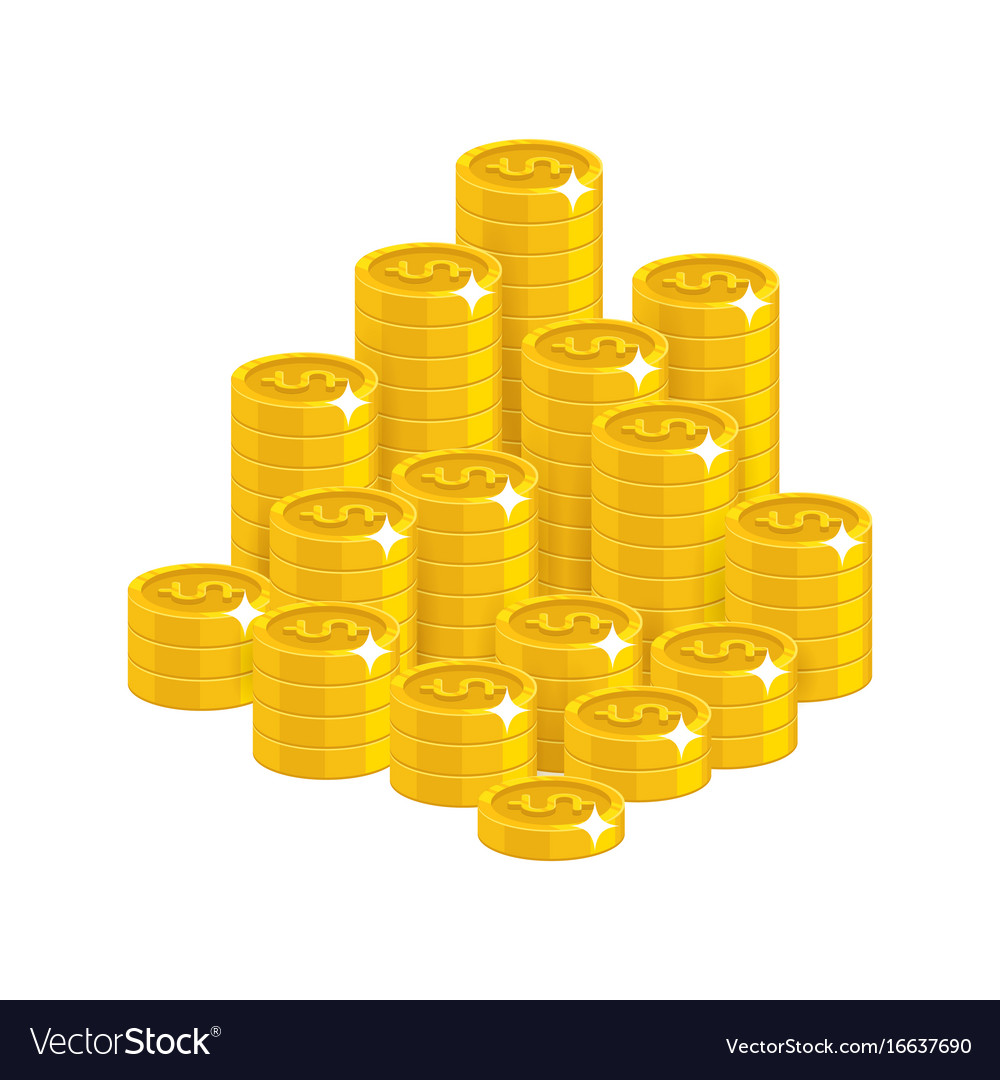 Gold dollars mountain cartoon style isolated