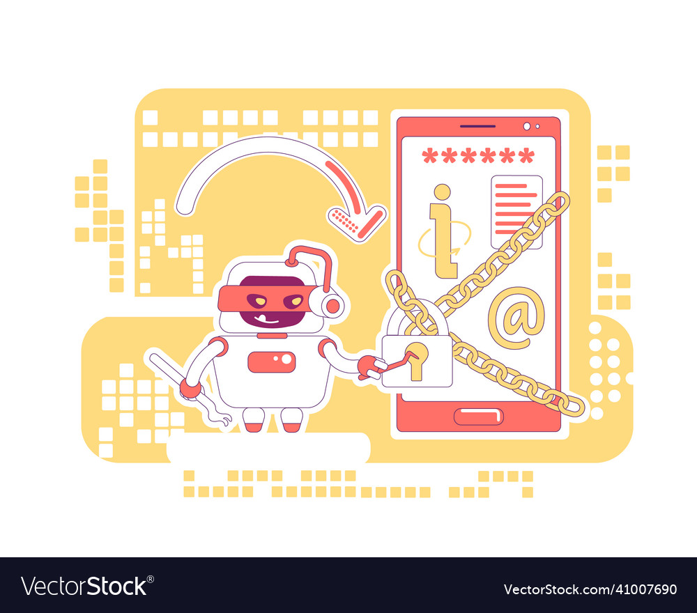 Hacker bot thin line concept stealing personal vector image Hacker bot thin line concept stealing personal