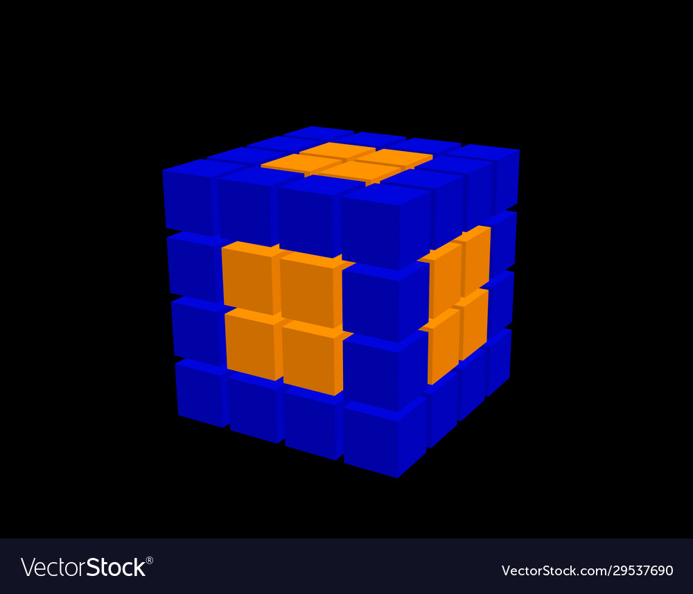 Isolated 3D Cube on Black Background