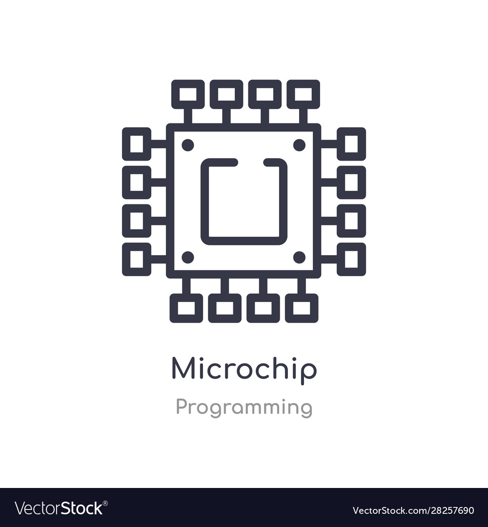Microchip outline icon isolated line from vector image Microchip outline icon isolated line from